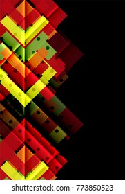 Flechas de color sobre fondo negro. Ilustración del vector