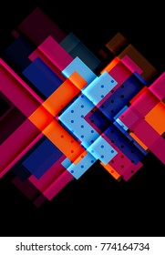 Color arrows on black background. Vector illustration