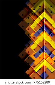 Farbpfeile auf schwarzem Hintergrund. Vektorgrafik