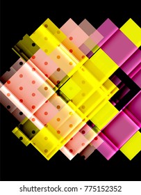 Flechas de color sobre fondo negro. Ilustración del vector
