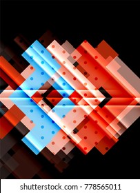 Flechas de color sobre fondo negro. Ilustración del vector