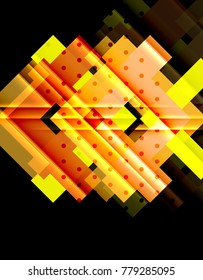 Flechas de color sobre fondo negro. Ilustración del vector