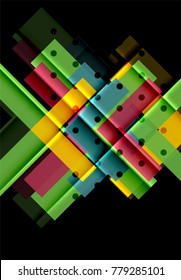 Color arrows on black background. Vector illustration
