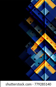Flechas de color sobre fondo negro. Ilustración del vector