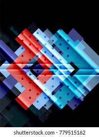 Flechas de color sobre fondo negro. Ilustración del vector