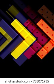 Color arrows on black background. Vector illustration