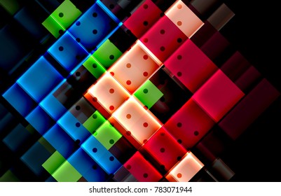 Color arrows on black background. Vector illustration