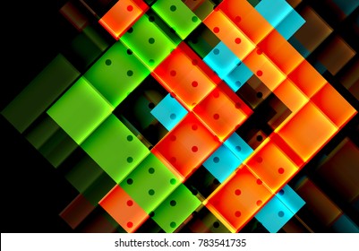 Color arrows on black background. Vector illustration