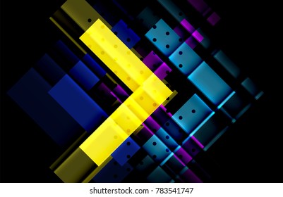 Color arrows on black background. Vector illustration
