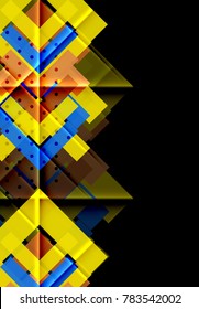 Flechas de color sobre fondo negro. Ilustración del vector