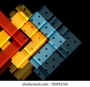 Flechas de color sobre fondo negro. Ilustración del vector