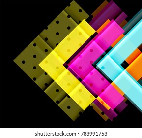 Flechas de color sobre fondo negro. Ilustración del vector