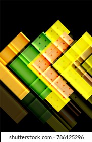 Flechas de color sobre fondo negro. Ilustración del vector