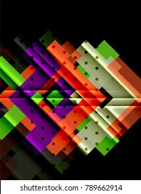Flechas de color sobre fondo negro. Ilustración del vector