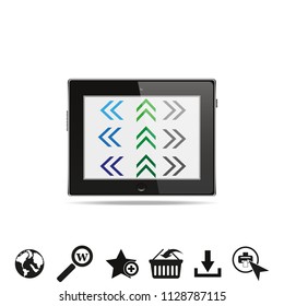 Color arrows on tablet pc display.
