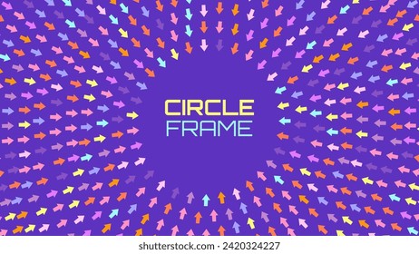 Flechas de color que apuntan al centro. Símbolos de flecha dinámica. Centrarse en su objetivo. Concepto de enfoque. Elemento de diseño de líneas radiales. Patrón de cuadrícula alternativo. Ilustración vectorial.