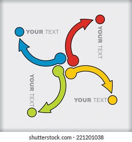 Color arrows pointing in different directions with copy space area 