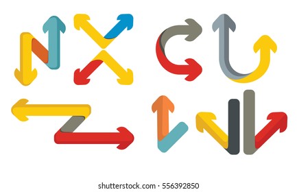 Color arrows set, abstract illustration for web graphics