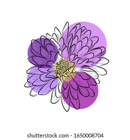 Farbkunstblume, einzelne Vektorillustration