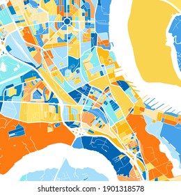 Color art map of  NorthCharleston, South Carolina, UnitedStates in blues and oranges. The color gradations in NorthCharleston   map follow a random pattern.