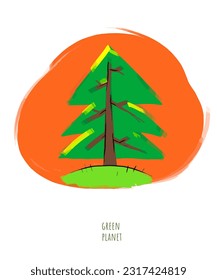 Color art with watercolor strokes. Green planet, summer, nature, a symbol of healthy life. Sports and outdoor recreation
