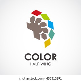 Color of art wing abstract vector and logo design or template creativity business icon of company identity symbol concept