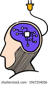 Dibujo de iconos de concepto de inteligencia artificial de color