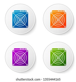 Color ASIC Miner icon isolated on white background. Cryptocurrency mining equipment and hardware. Application specific integrated circuit. Set icons in circle buttons. Vector Illustration