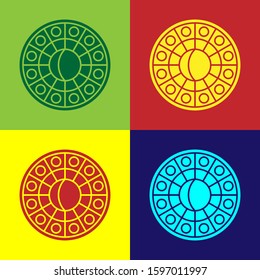 Color Astrology horoscope circle with zodiac icon isolated on color background.  Vector Illustration