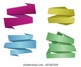 Color asymmetric origami banner ribbons. Elements for your design vector illustration.