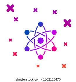 Color Atom icon isolated on white background. Symbol of science, education, nuclear physics, scientific research. Gradient random dynamic shapes. Vector Illustration