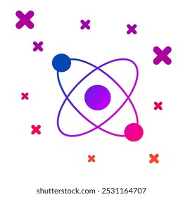 Color Atom icon isolated on white background. Symbol of science, education, nuclear physics, scientific research. Gradient random dynamic shapes. Vector
