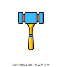 Color Auction hammer icon isolated on white background. Gavel - hammer of judge or auctioneer. Bidding process, deal done. Auction bidding. Flat filled outline style with shadow. Vector