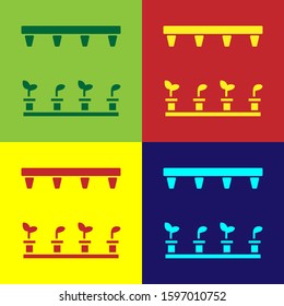 Color Automatic irrigation sprinklers icon isolated on color background. Watering equipment. Garden element. Spray gun icon.  Vector Illustration
