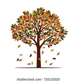 Color Autumn Tree. Vector Illustration.