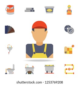 color avatar of the builder icon. Detailed set of color construction tools. Premium graphic design. One of the collection icons for websites, web design, mobile app