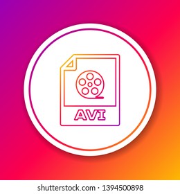 Color AVI file document icon. Download avi button line icon isolated on color background. AVI file symbol. Circle white button. Vector Illustration