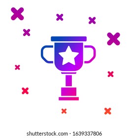 Color Award cup icon isolated on white background. Winner trophy symbol. Championship or competition trophy. Sports achievement sign. Gradient random dynamic shapes. Vector Illustration