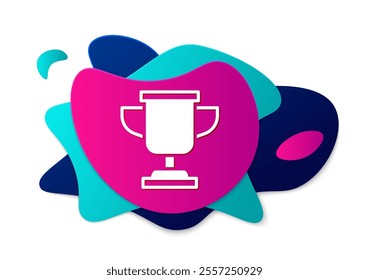Color Award cup icon isolated on white background. Winner trophy symbol. Championship or competition trophy. Sports achievement sign. Abstract banner with liquid shapes. Vector