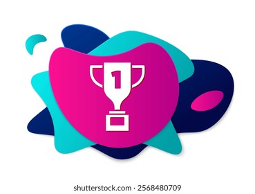 Color Award cup icon isolated on white background. Winner trophy symbol. Championship or competition trophy. Sports achievement sign. Abstract banner with liquid shapes. Vector