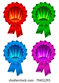color award ribbon rosette isolated on white