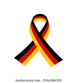 Color awareness ribbon with the German tricolor on white background, vector illustration.