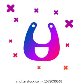 Color Baby bib icon isolated on white background. Gradient random dynamic shapes. Vector Illustration
