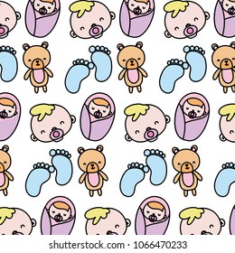 color baby with footprint and bear teddy background