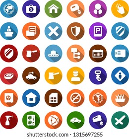 Color back flat icon set - steak vector, baggage conveyor, parking, no smoking, female, reception, mining equipment, sprayer, house, seedling, earth, workman, electric car, sim card, term, hook
