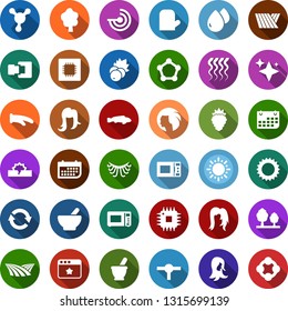 Color back flat icon set - field vector, mortar, fish, berry, radar, wave of hair, eyelashes, woman, blockchain molecule, shine, tree, sun, forest, water drop, cpu, term, connect, favorites, refresh