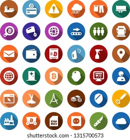 Color back flat icon set - medical room vector, bald head, wallet, mining, bitcoin card, search, shield, safe, steaming, drying clothes, sprayer, watering, seedling, sproute, rain, garden knife, sim