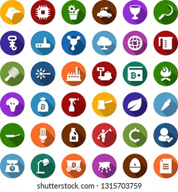 farbige Rückseite flacher Icon Set - Euter Vektor, Milch, Ente, Karotten, Brokkoli, Dispatcher, Gepäckwaagen, Kamm, Haubentrockner, Bergbau, Bitcoin-Beutel, Blockchain-Molekül, Geldbeutel, Spritzer, Gartengabel, Rake, Cpu