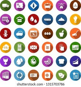 Color back flat icon set - leaf vector, mortar, runway, airport bus, automatic door, female, ticket, radar, mining farm, growth graph, bitcoin column, soap, ladder, wheelbarrow, fire, garden light