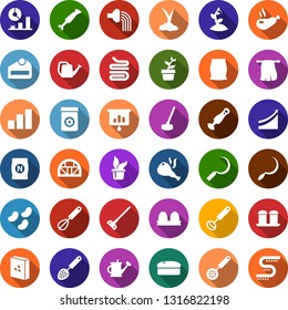 Color back flat icon set - fertilizer vector, growth graph, presentation, watering can, sproute, hoe, sickle, greenhouse, drip irrigation, seedling